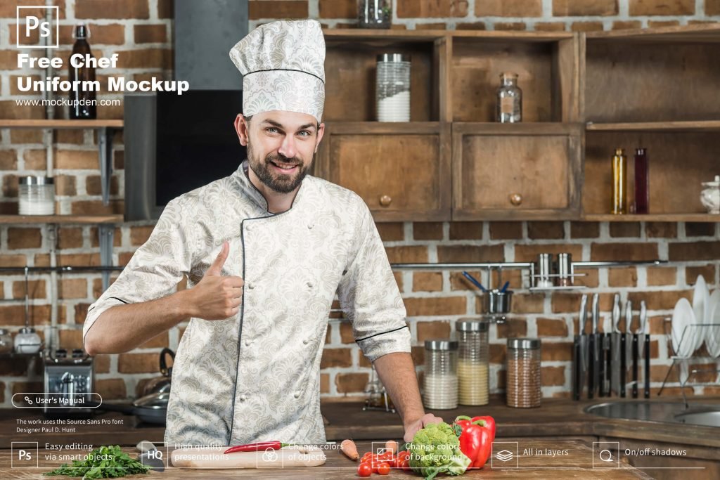 Download Free Chef Uniform Mockup PSD Template | Mockup Den