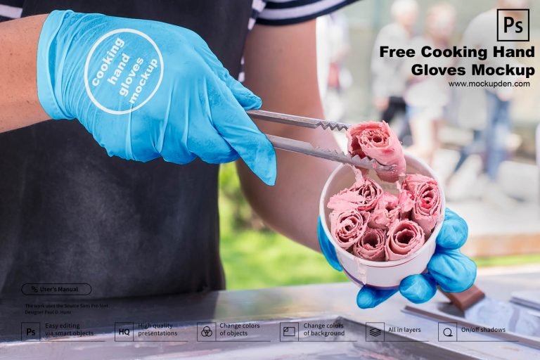 Free Cooking Hand Gloves Mockup PSD Template