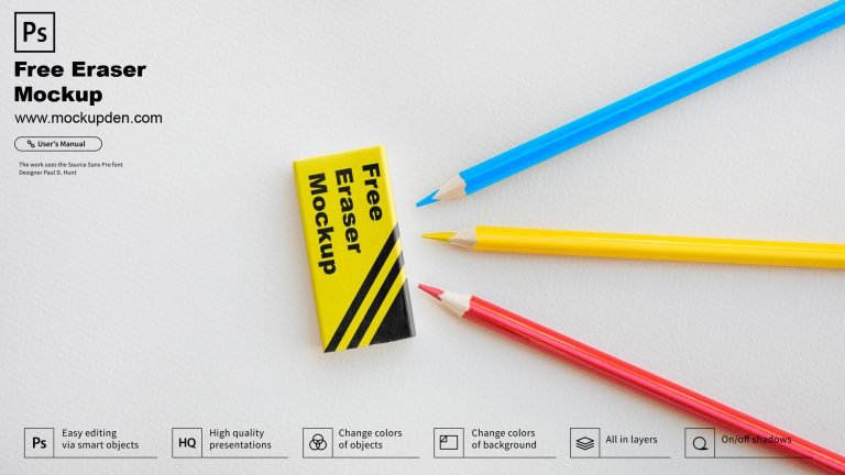 Free Eraser Mockup PSD Template