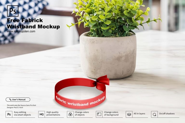 Free Fabric Wristband Mockup PSD Template