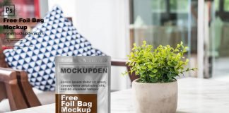 Free Foil Bag Mockup PSD Template