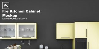 Free Kitchen Cabinet Mockup PSD Template