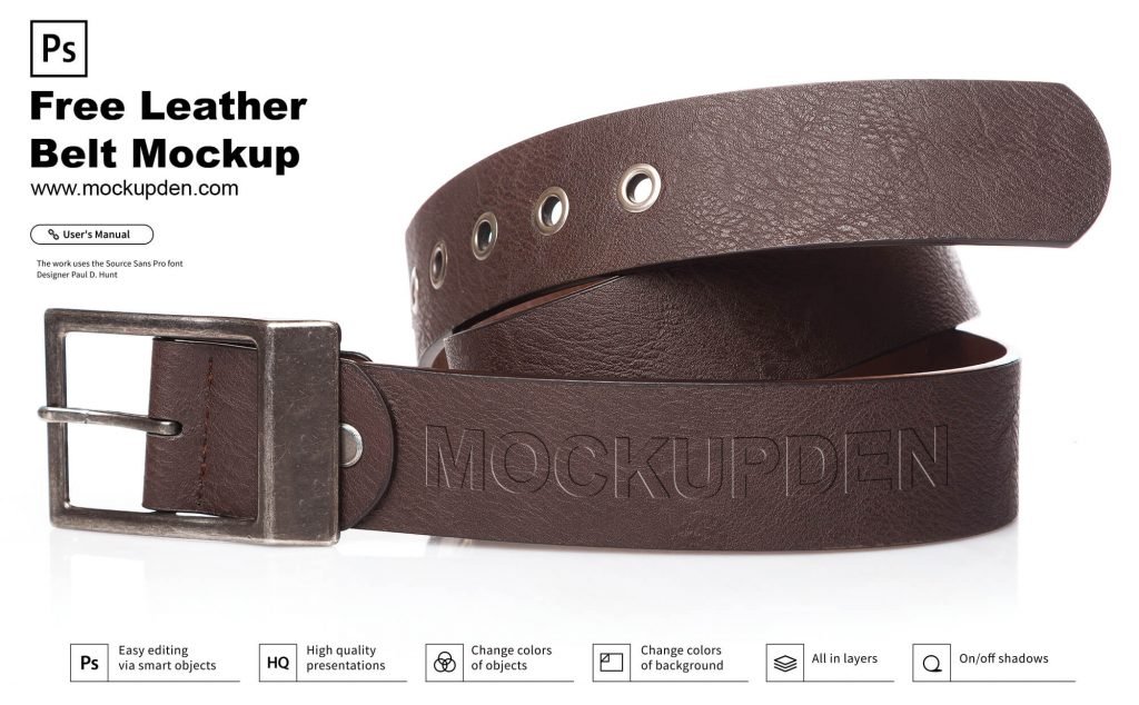 Download Free Leather Belt Mockup PSD Template | Mockup Den