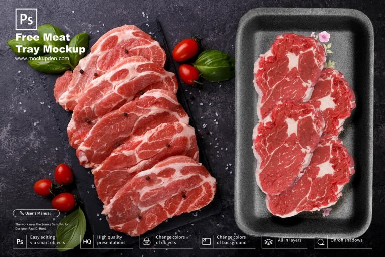 Free Meat Tray Mockup PSD Template