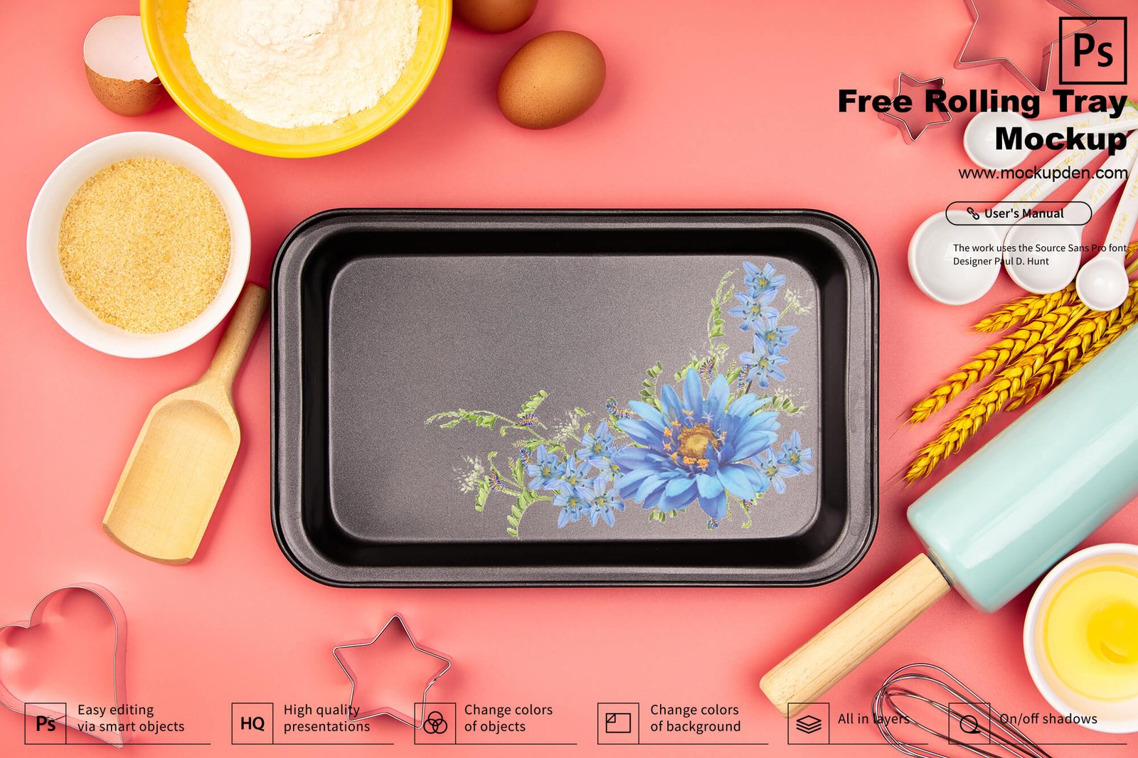 Free Rolling Tray Mockup PSD Template