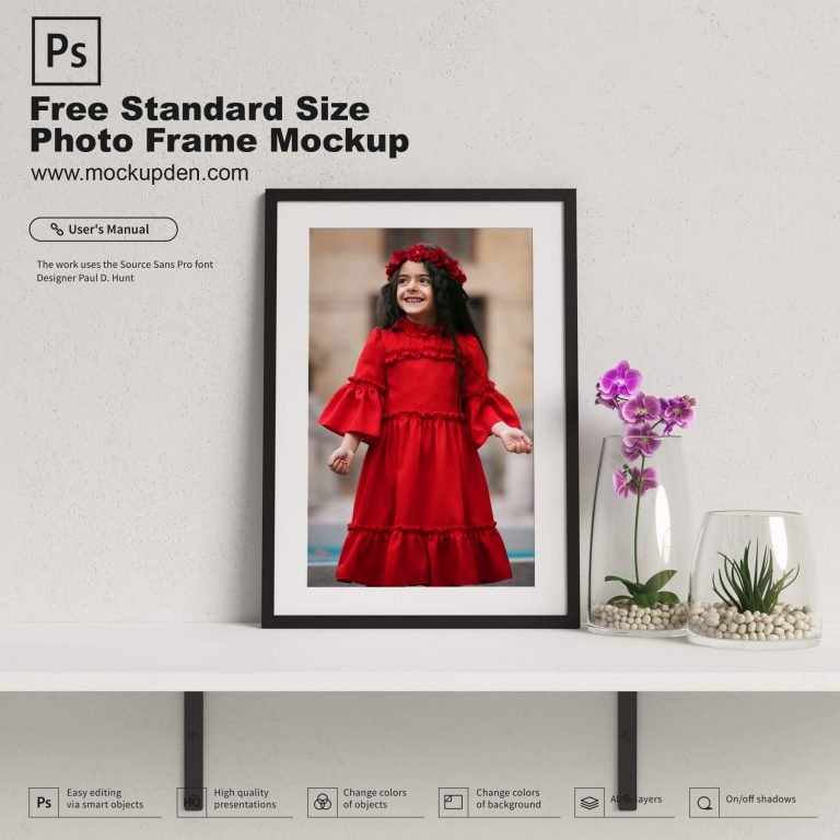 Free Standard Size Photo Frame Mockup PSD Template