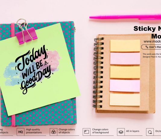 Free Sticky Notes Mockup PSD Template