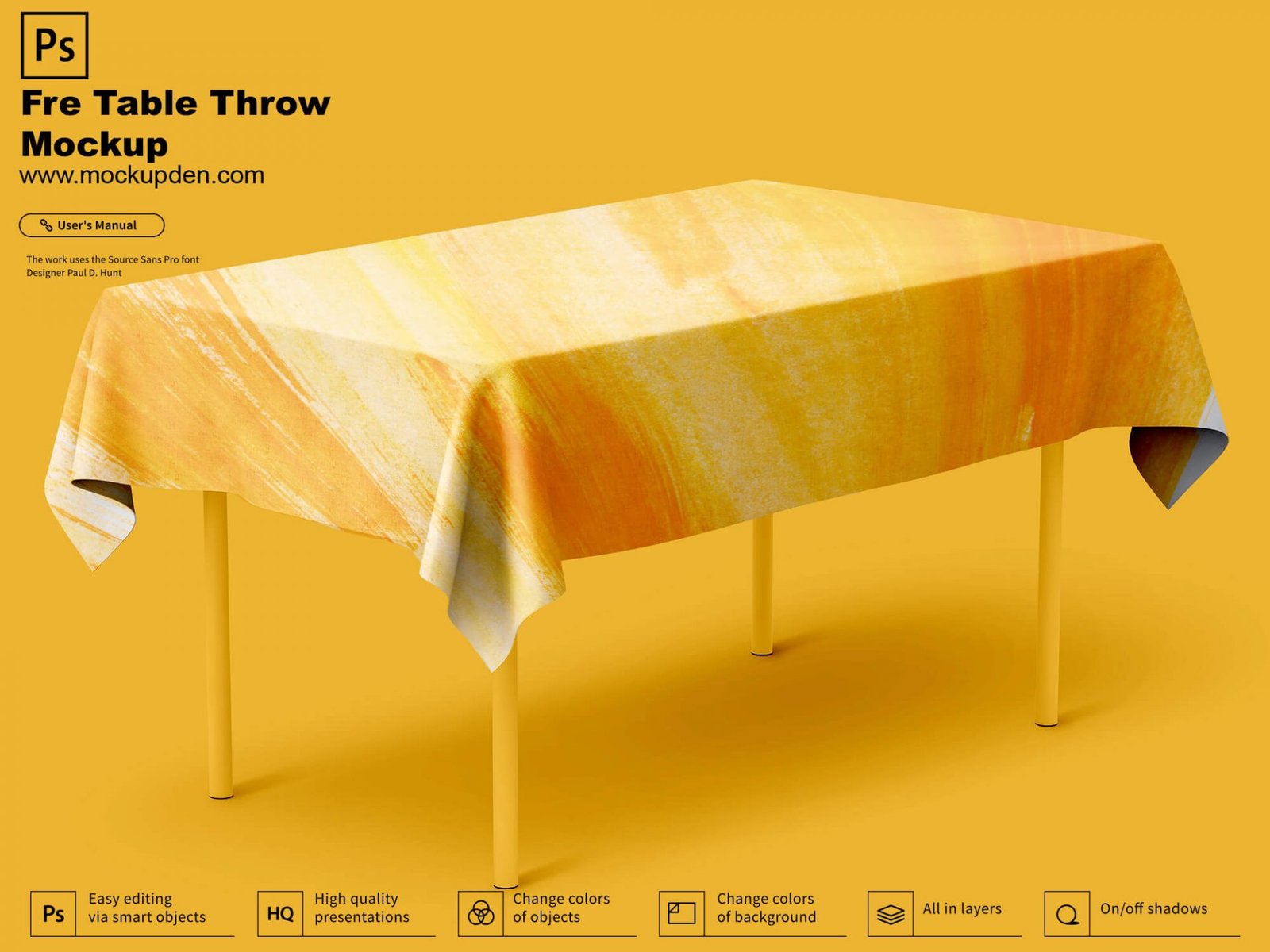 Download Free Table Throw Mockup PSD Template - Mockup Den