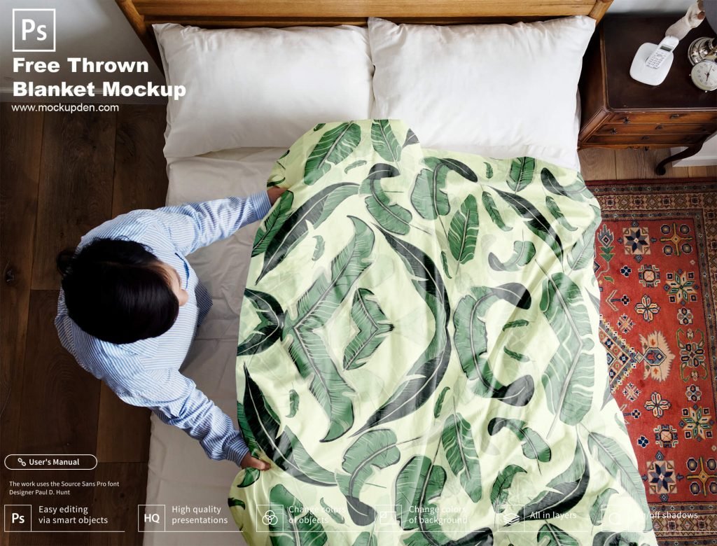 Blanket Mockup | 40+ Free & Premium Throw, Woven Fleece PSD