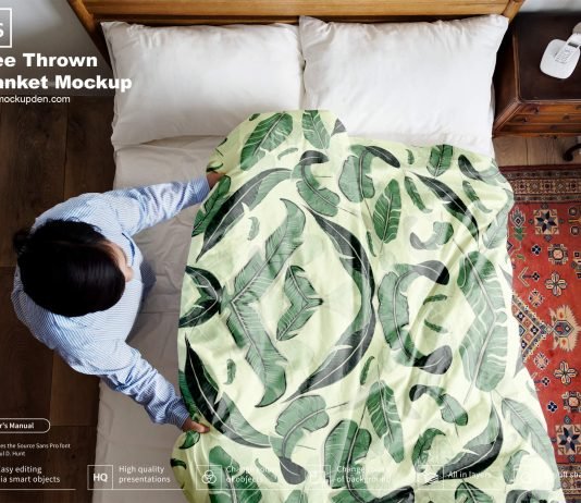 Free Thrown Blanket Mockup PSD Template