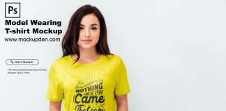 Free Model Wearing T-shirt Mockup PSD Template