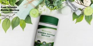 Free Vitamin Bottle Mockup PSD Template