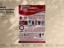 Free Walk-in Blood Donation Poster Mockup PSD Template