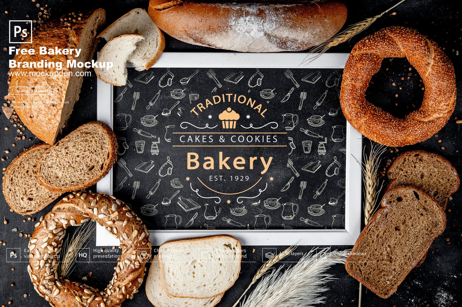 Download Free Bakery Branding Mockup PSD Template | Mockup Den