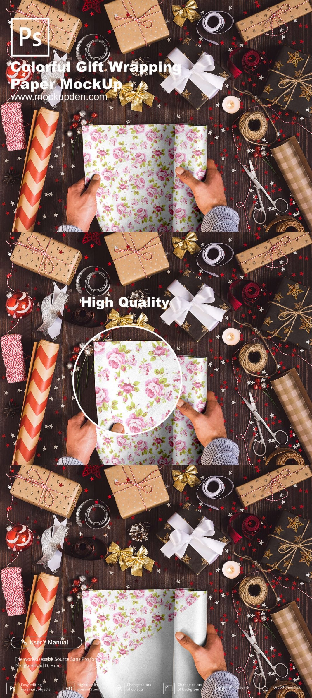 Free Wrapping Paper Mockup |40+ Diversified list of PSD & Vector Templates