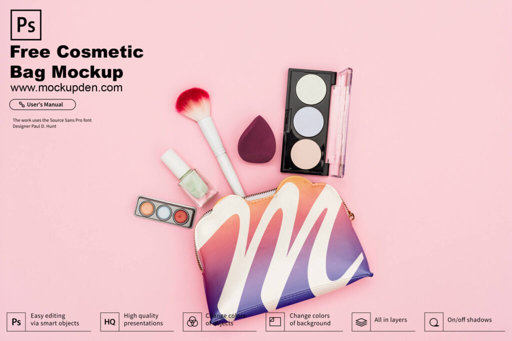 Download Free Cosmetic Bag Mockup Psd Template Mockup Den Yellowimages Mockups