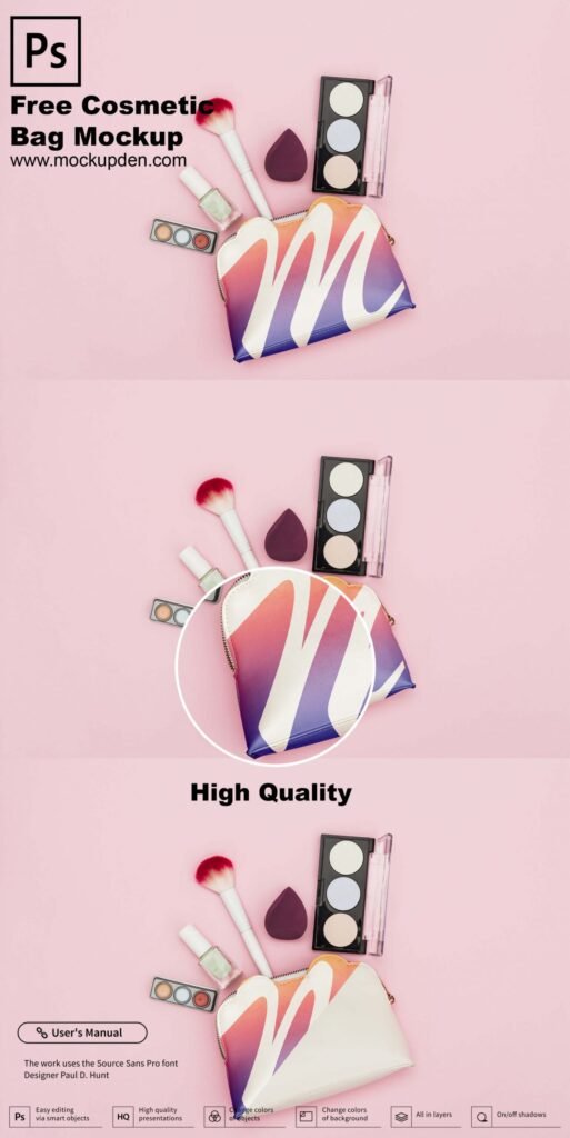 Free Cosmetic Bag Mockup PSD Template