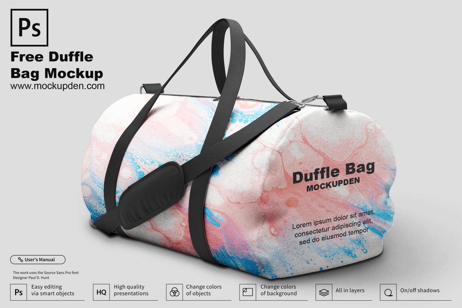 Free Duffle Bag Mockup PSD Template Mockup Den
