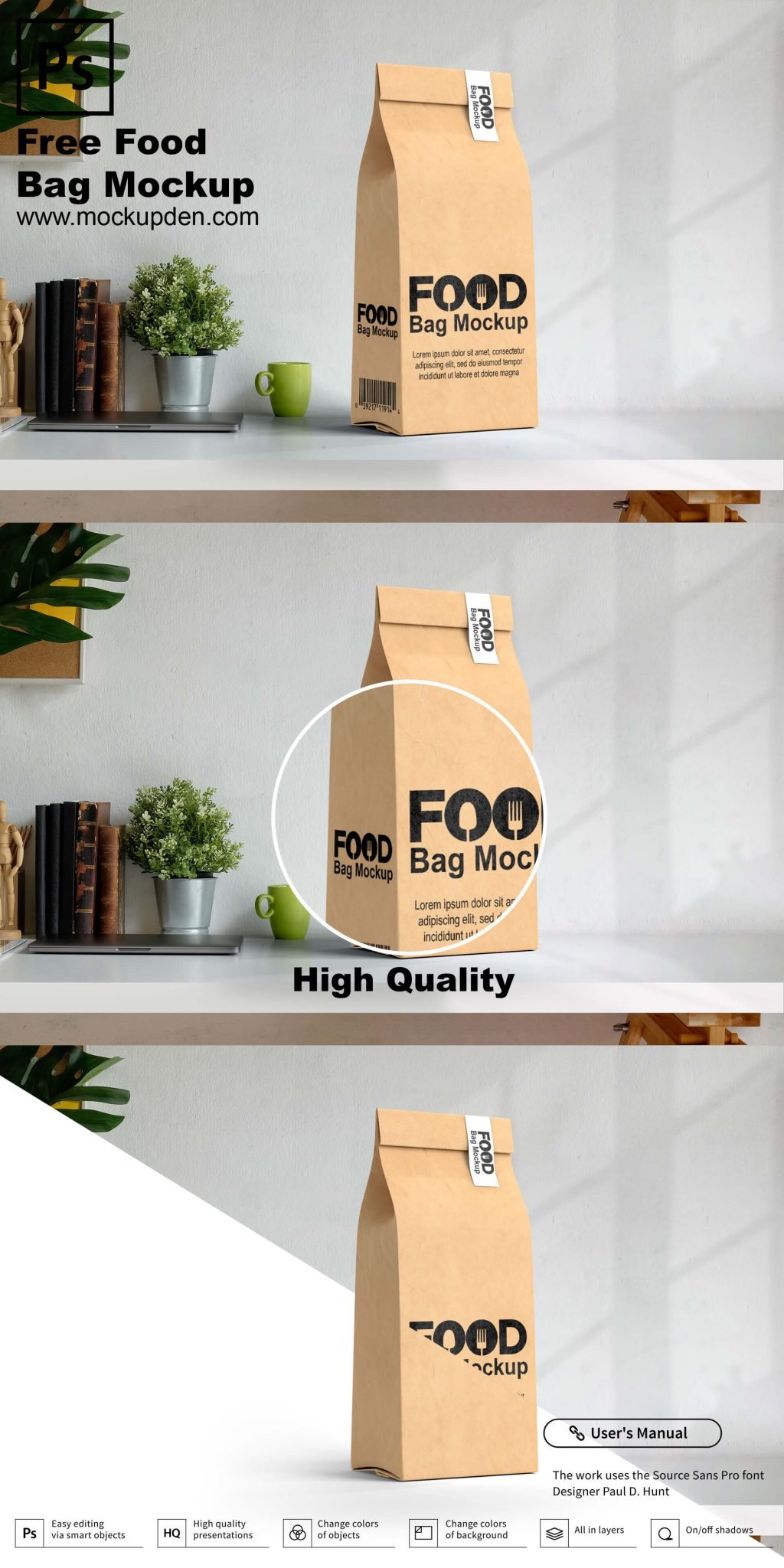 Download Free Food Bag Mockup PSD Template | Mockup Den