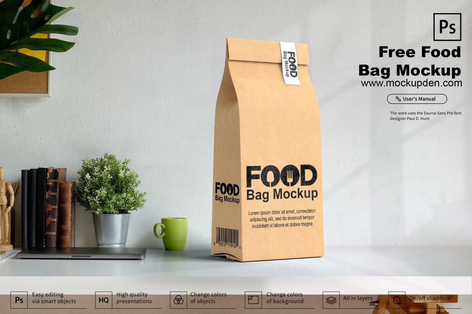 Download Free Food Bag Mockup Psd Template Mockup Den