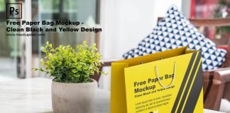 Free Paper Bag Mockup - Clean Black and Yellow Design