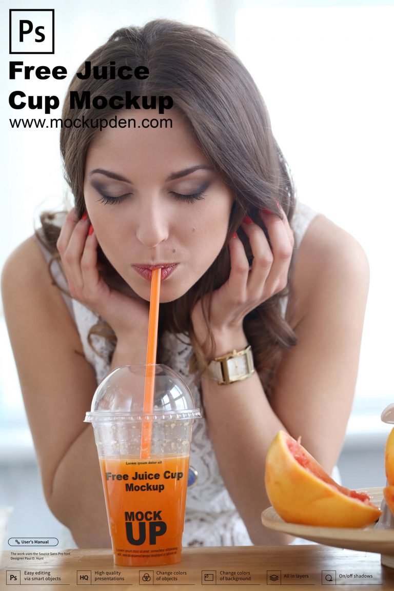 Free Juice Cup Mockup PSD Template