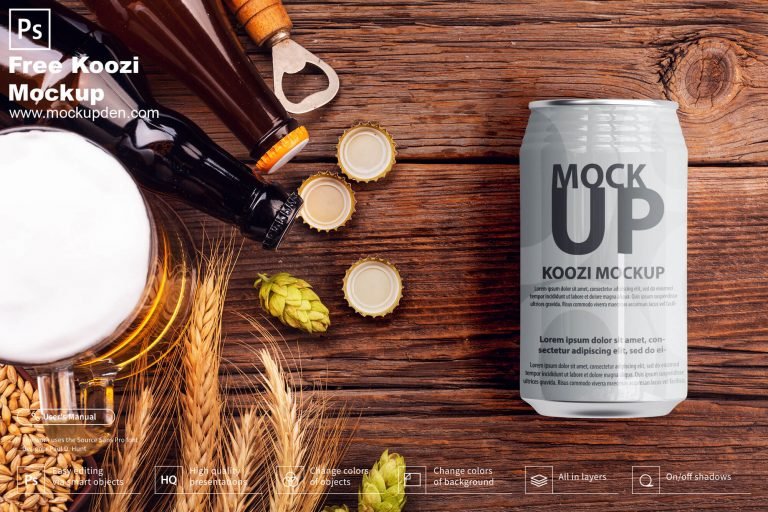 Free Koozie Can Mockup PSD Template