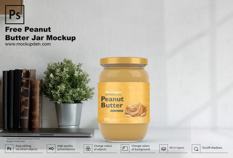 Free Peanut Butter Jar Mockup PSD Template