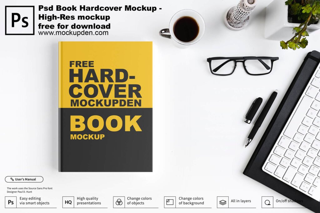 Psd Book Hardcover Mockup - High-Res mockup free for download