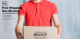 Free Shipping Box Mockup PSD Template