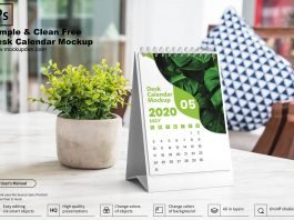 Simple & Clean Free Desk Calendar Mockup