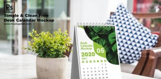 Simple & Clean Free Desk Calendar Mockup