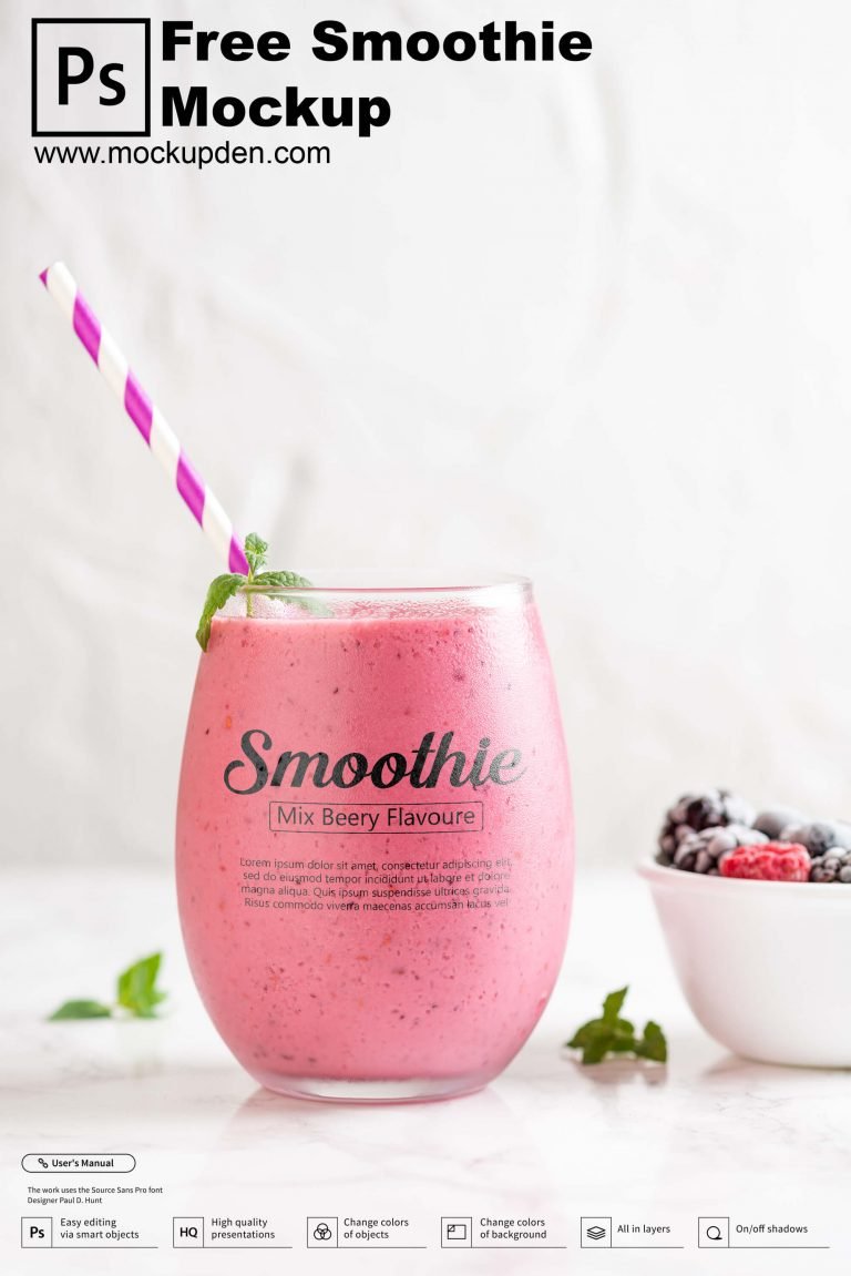 Free Smoothie Mockup PSD Template