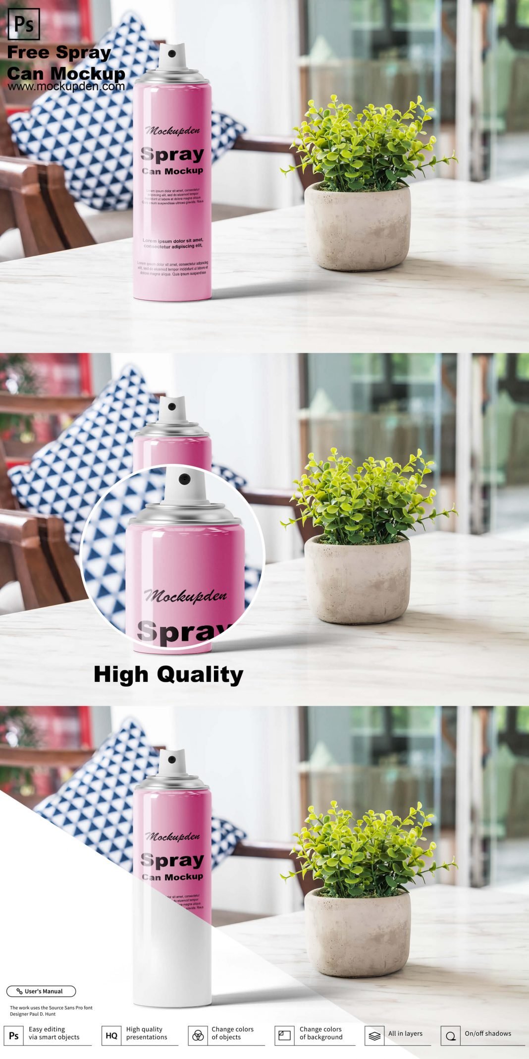 Spray Mockup | 50+ Free Spray Bottle PSD Mockup Templates