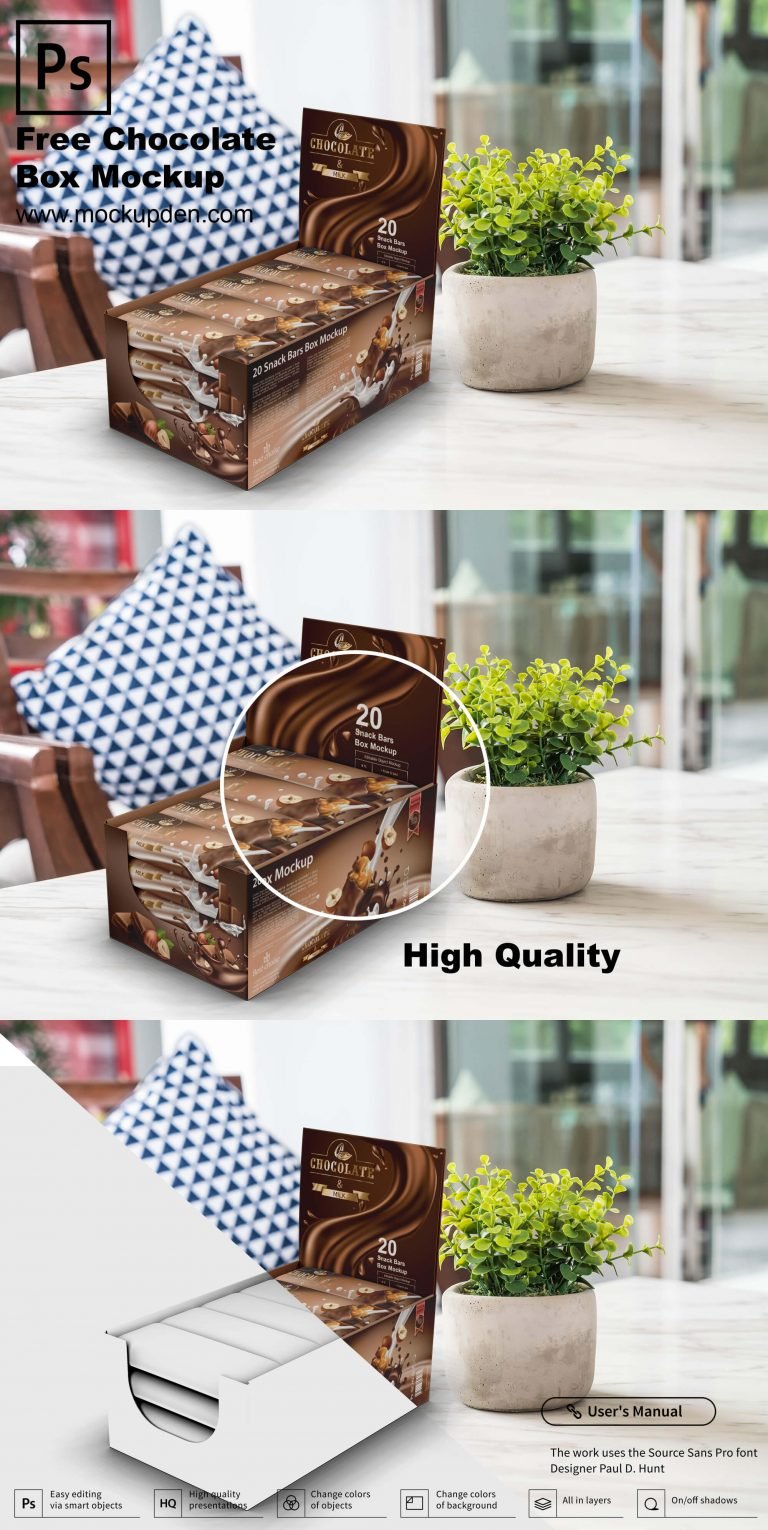 Download 22+ Best Chocolate Box Mockup Free & Premium Packaging PSD