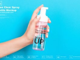 Free Clear Spray Bottle Mockup PSD Template