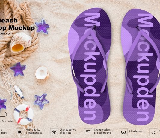 Free Beach Flip Flop Mockup PSD Template