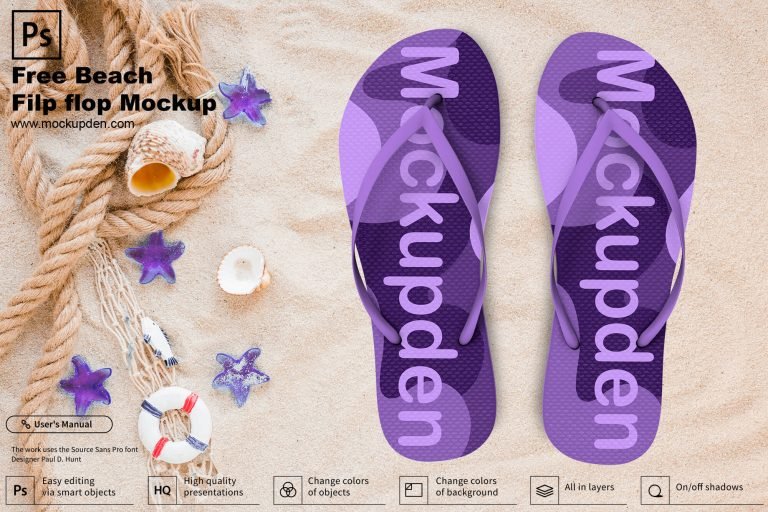 Free Beach Flip Flop Mockup PSD Template