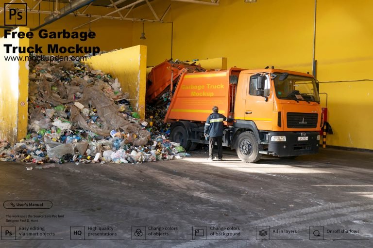 Free Garbage Truck Mockup PSD Template