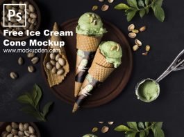 Free Ice Cream Cone Mockup PSD Template