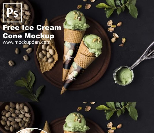 Free Ice Cream Cone Mockup PSD Template