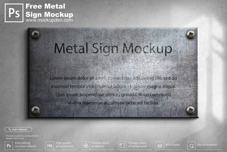 Free Metal Sign Mockup PSD Template