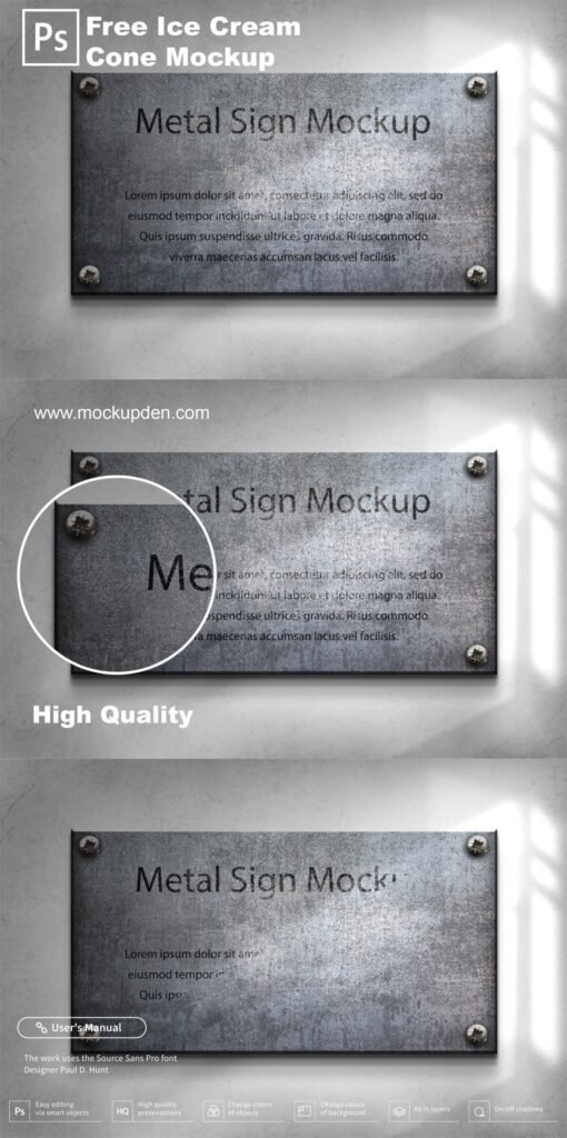 Download Free Metal Sign Mockup Psd Template Mockup Den