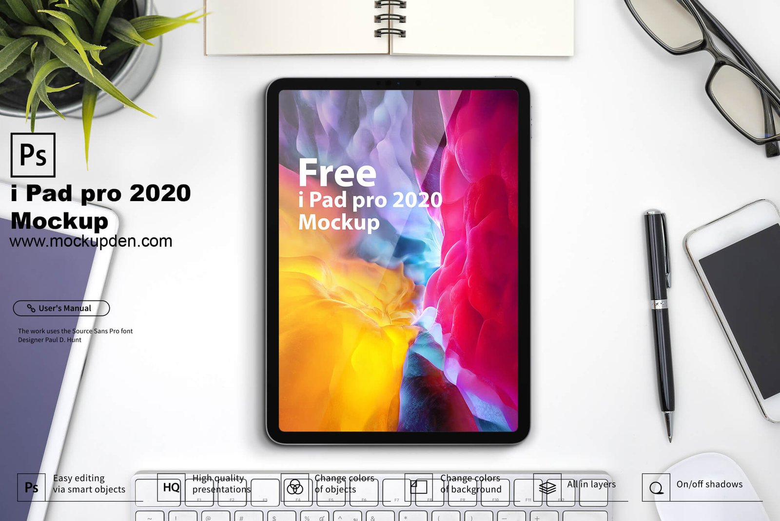 Download Free iPad Pro 2020 Mockup PSD Template - Mockup DenFree ...