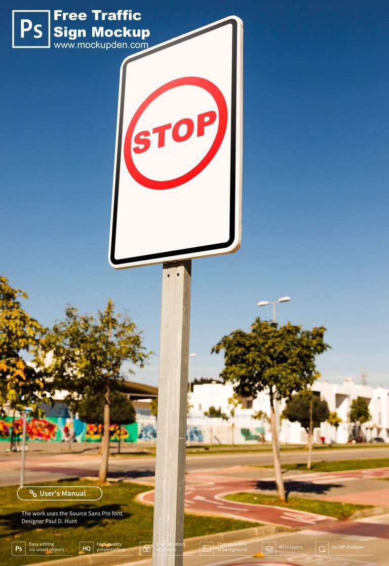 Free Traffic Sign Mockup PSD Template