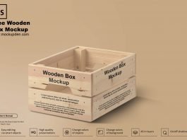 Free Wooden Box Mockup PSD Template