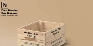 Free Wooden Box Mockup PSD Template