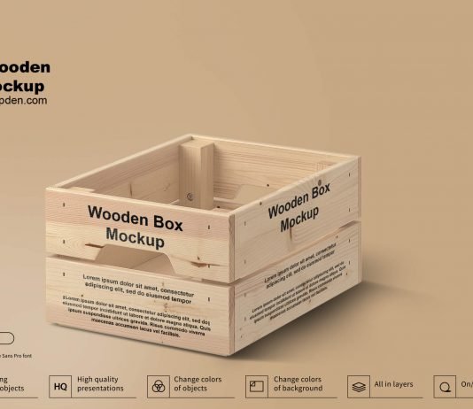 Free Wooden Box Mockup PSD Template