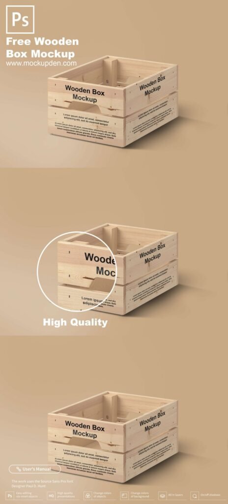 Download Free Wooden Box Mockup Psd Template Mockup Den 3D SVG Files Ideas | SVG, Paper Crafts, SVG File