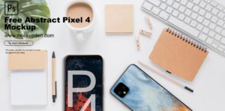 Free Abstract Pixel4 Mockup PSD Template